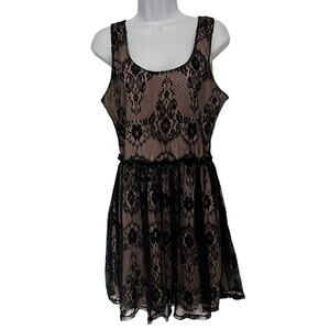Y2K Wet Seal Lace Overlay Dress L Whimsigoth Festival Ruffle Romantic Party Goth